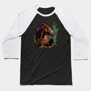 Gorgeous Bay Horse Portrait Nature Bonsai Art Baseball T-Shirt